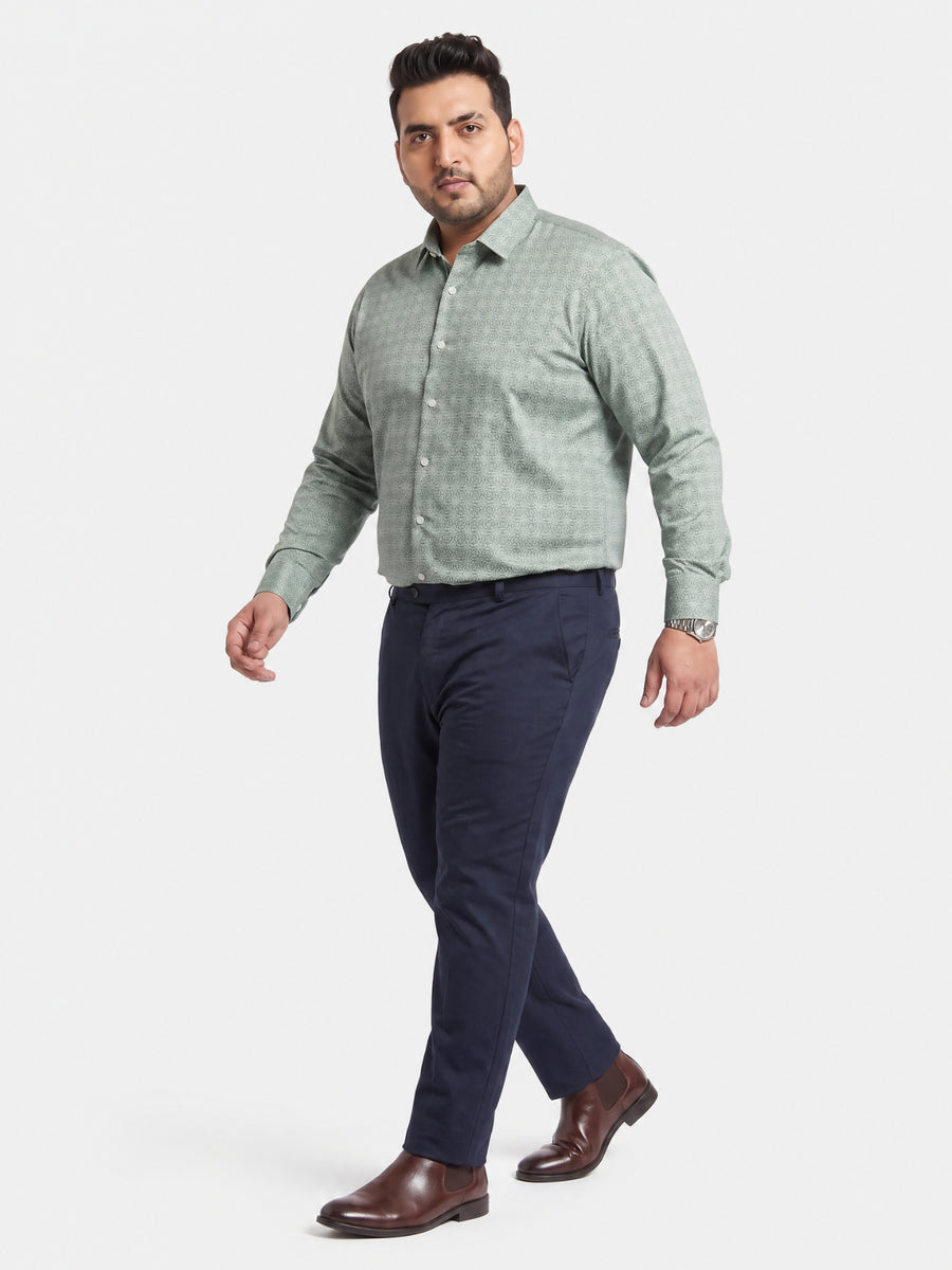 Satin Geometric Print Plus Size Shirt