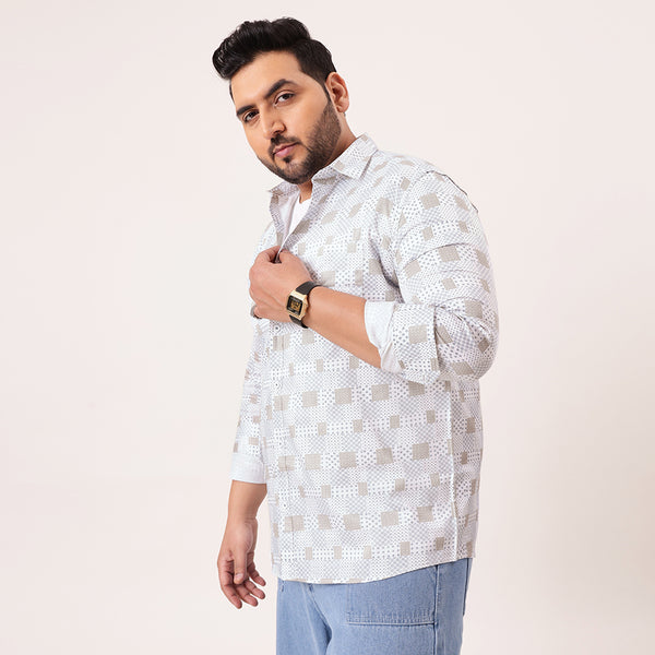 White Blue Printed Shirt in -