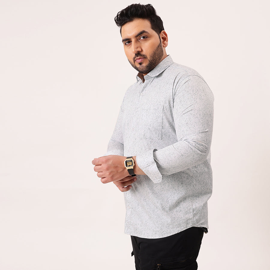 Light Grey Printed Plus Size Shirt