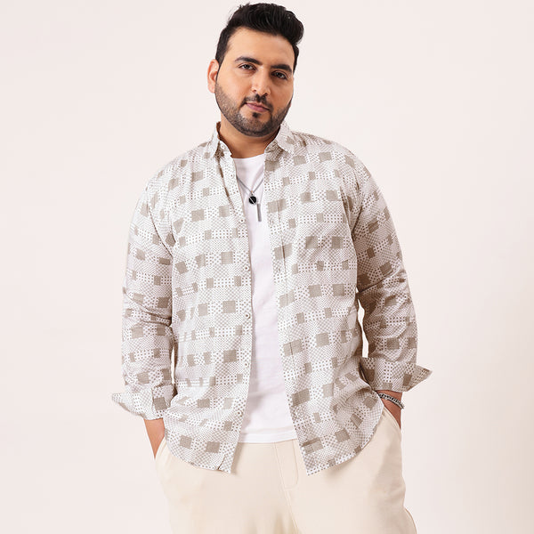 White Grey Printed Shirt in -