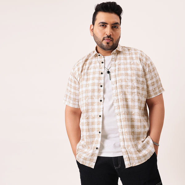 Light Brown Digital Print Cotton Shirt in -