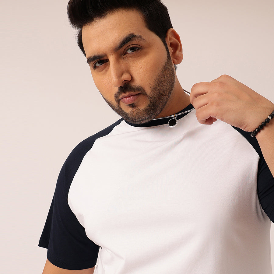 White Navy Raglan T-shirt