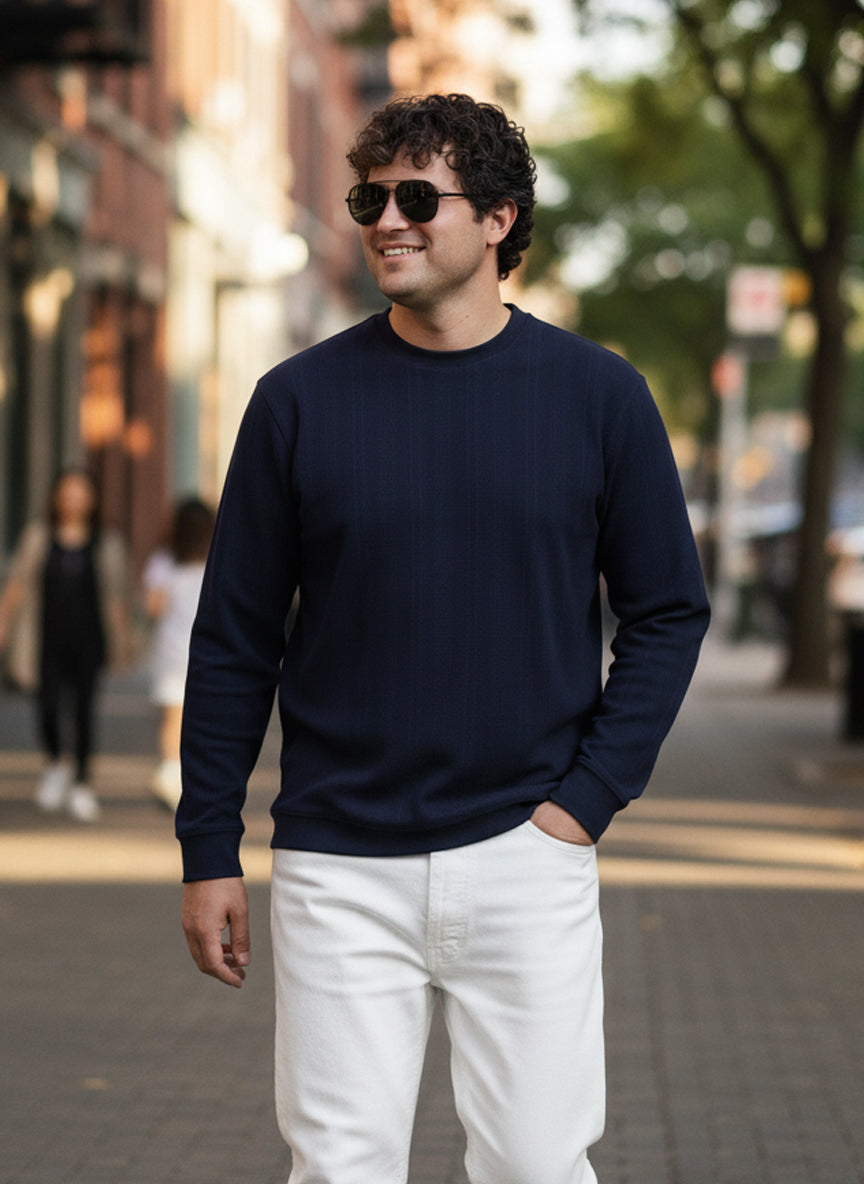 Textured Jacquard Full Sleeve Plus size T-shirt