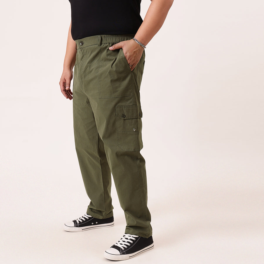 Ribstop Textured 6 Pocket Plus Size Cargo