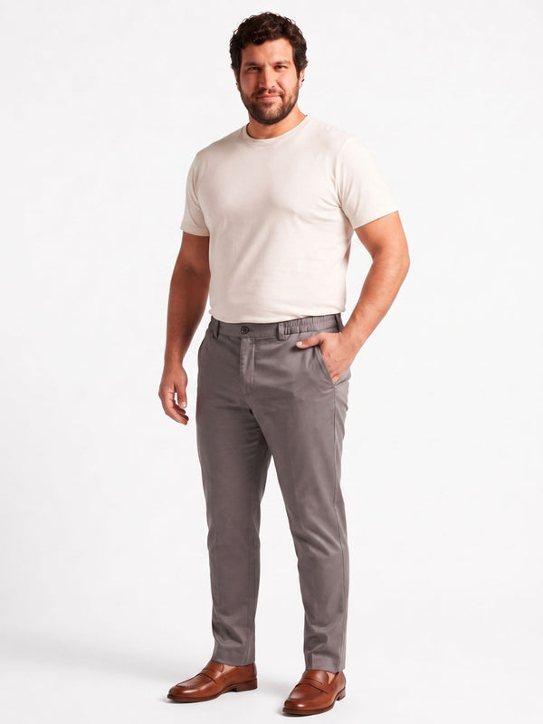 Satin Cotton Chinos in Dark Grey