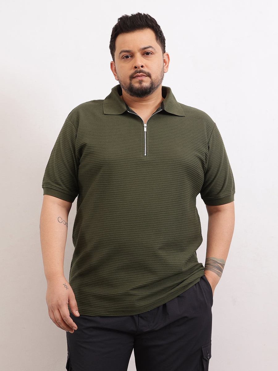Interlock Zipper Knitted Polo T-shirt