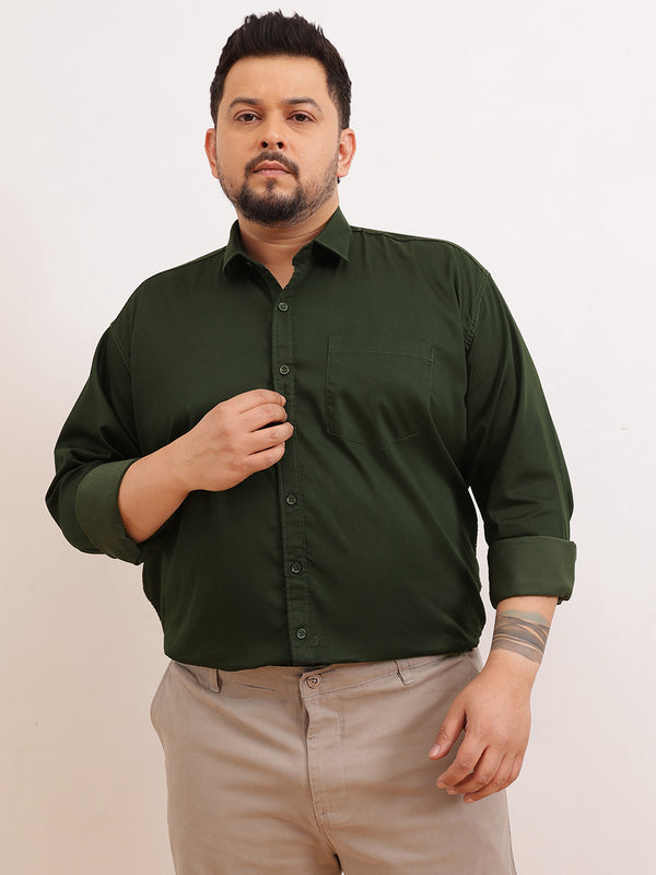 Satin Stretchable Premium Shirt in olive green