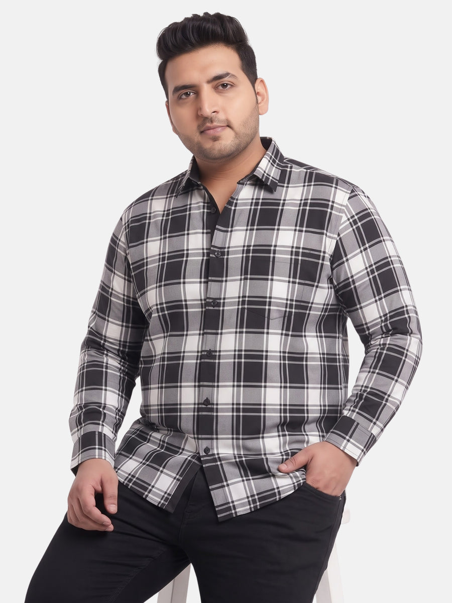 Plus Size Tartan Checked Full Sleeve Cotton Shirt