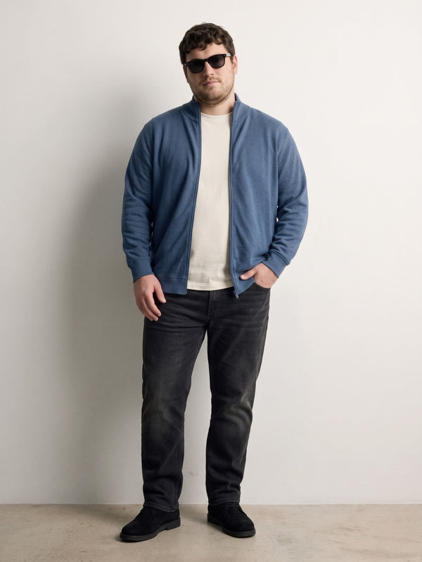 Full Zip Fleece Jacket in Denim Blue