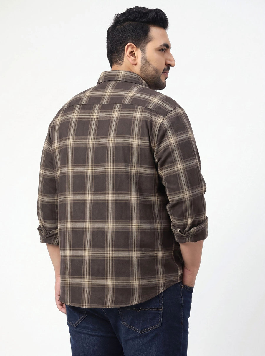 Plus Size Checked Full Sleeve Cotton Shirt