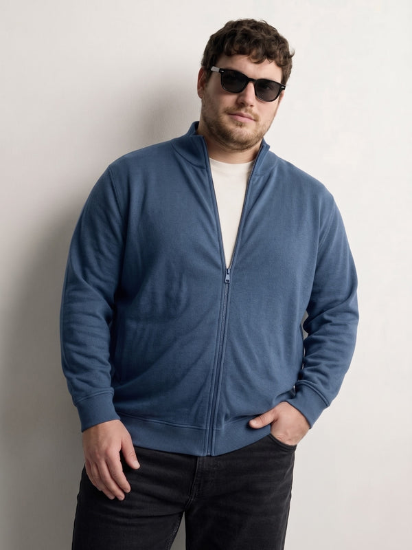 Full Zip Fleece Jacket in Denim Blue