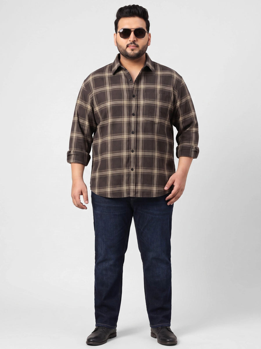 Plus Size Checked Full Sleeve Cotton Shirt
