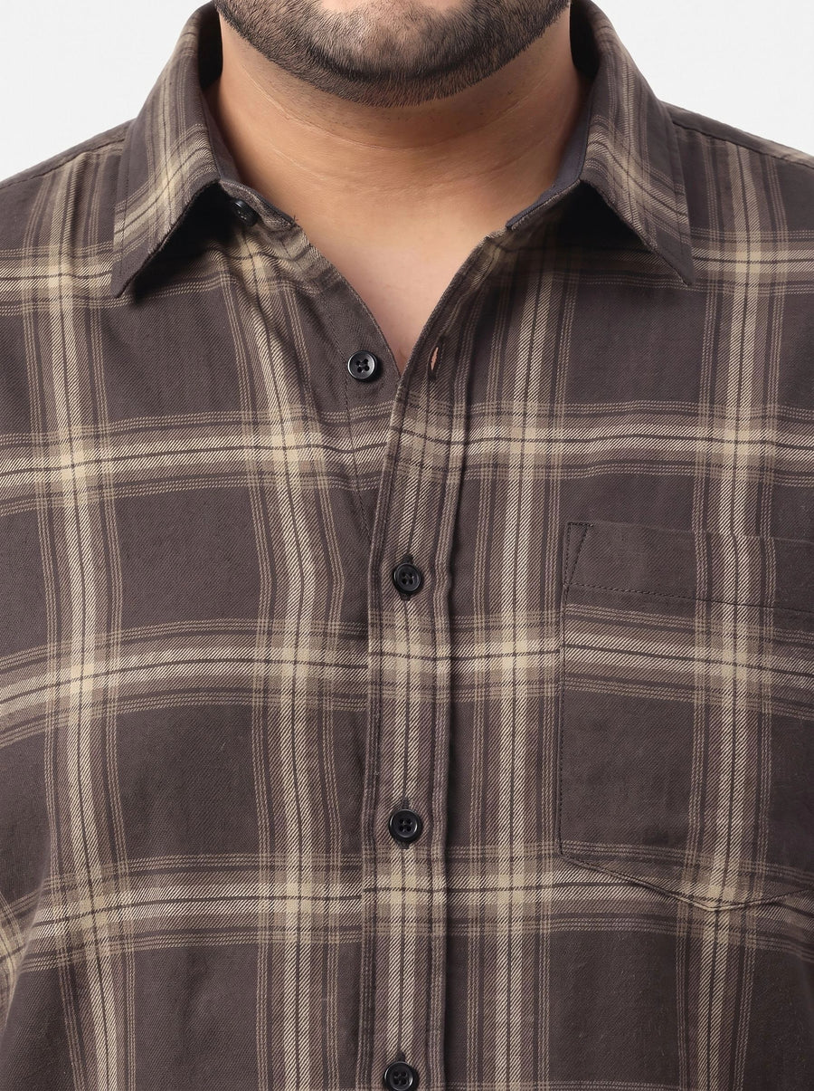 Plus Size Checked Full Sleeve Cotton Shirt