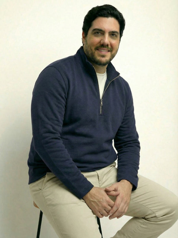Butter Soft Premium Quarter Zip Sweatshirt in Navy Blue