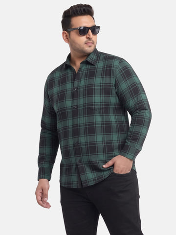 Plus Size Tartan Checked Full Sleeve Cotton Shirt