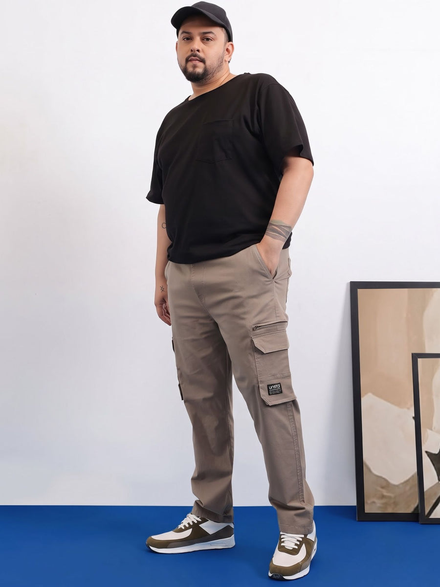 6 Pocket Zipper Cotton Stretch Plus Size Cargo