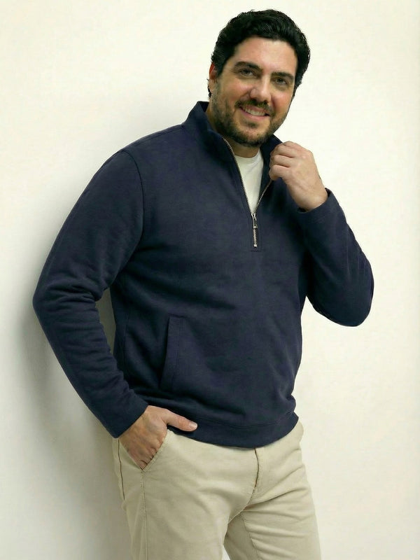 Butter Soft Premium Quarter Zip Sweatshirt in Navy Blue