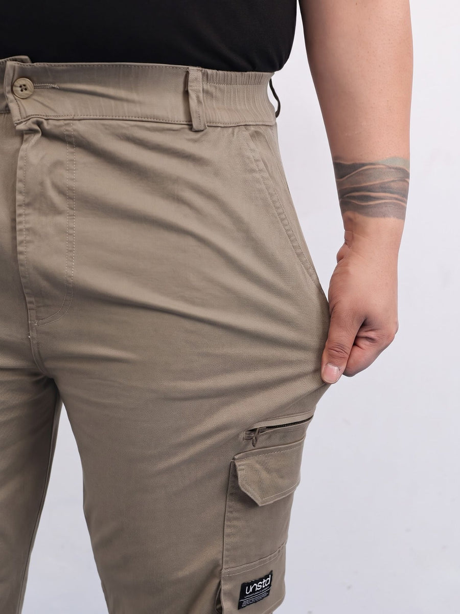 6 Pocket Zipper Cotton Stretch Plus Size Cargo
