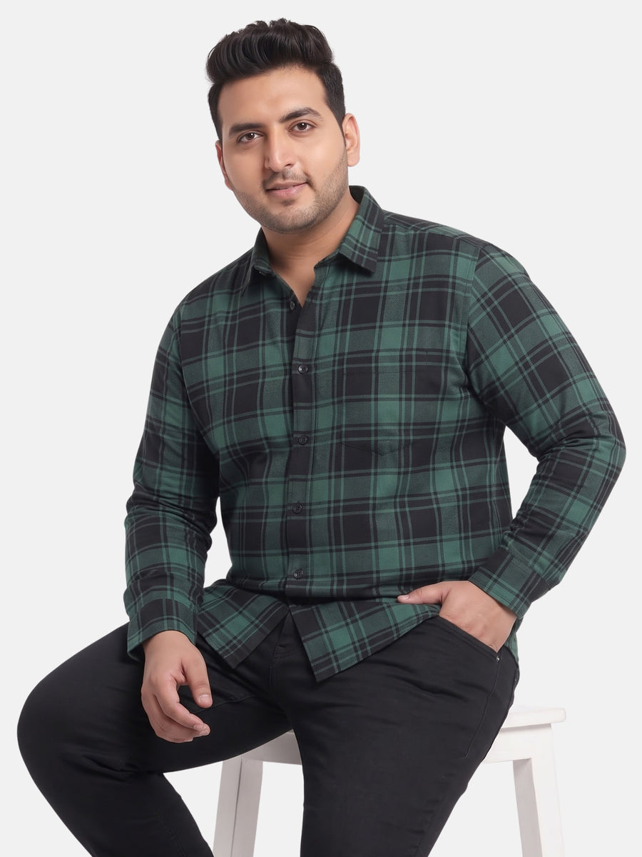 Plus Size Tartan Checked Full Sleeve Cotton Shirt
