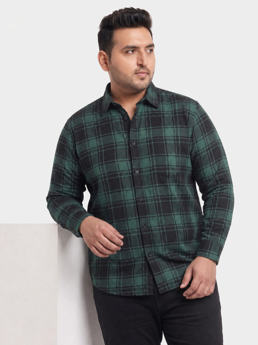 Plus Size Tartan Checked Full Sleeve Cotton Shirt