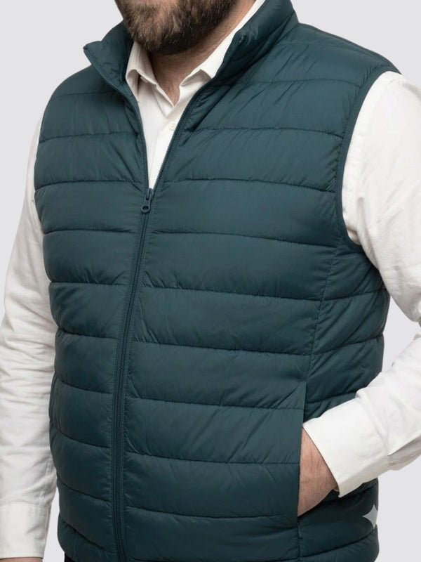 Half Sleeve Puffer Jacket in Teal Blue