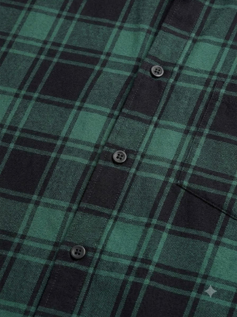 Plus Size Tartan Checked Full Sleeve Cotton Shirt