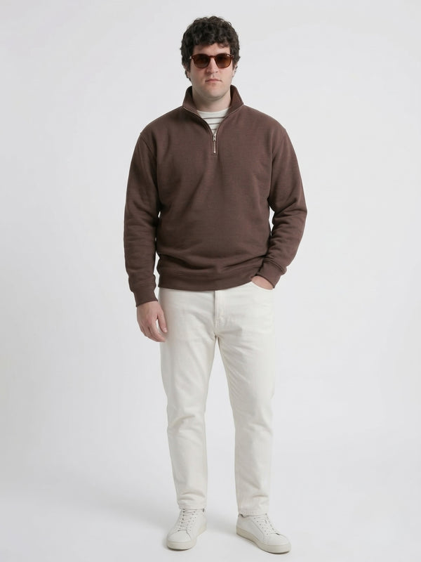Premium Quarter-Zip Sweatshirt in Brown