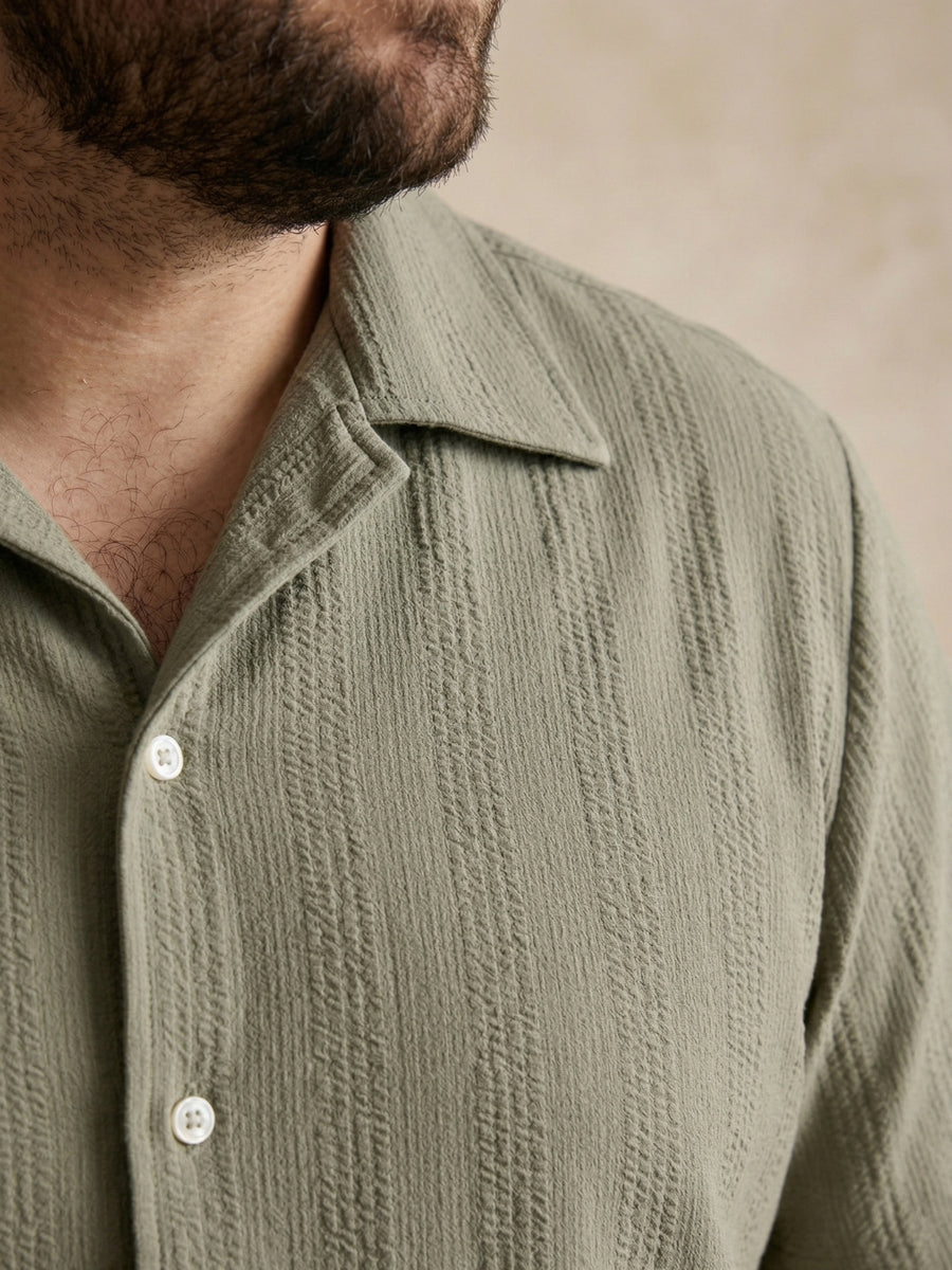 Textured Half Sleeve Plus Size Men Shirt