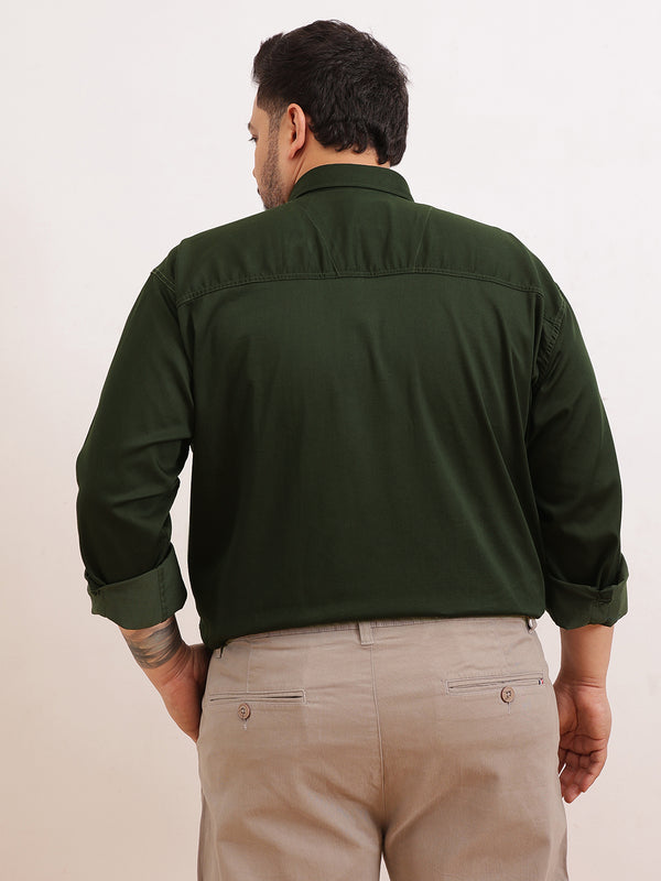 Satin Stretchable Premium Shirt in olive green