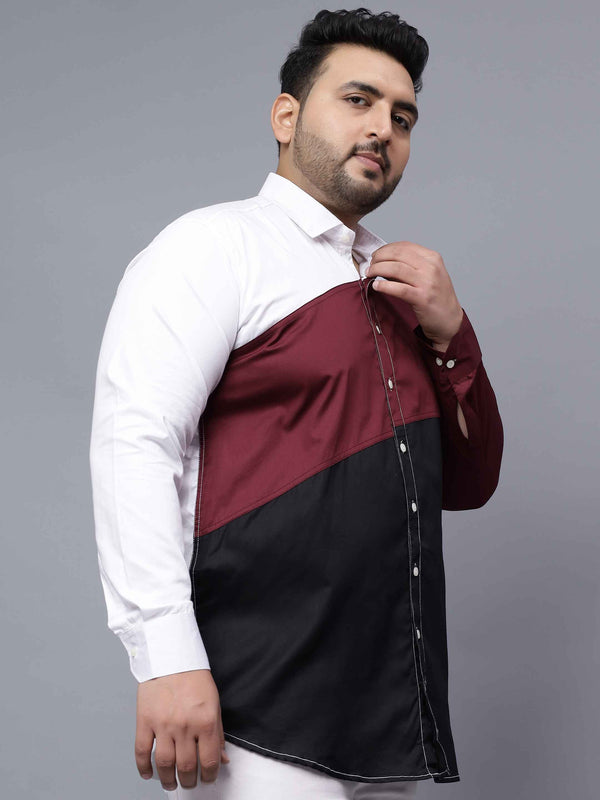 White Maroon Black Three Color Shirt in -