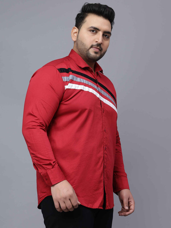 Red Triple Striped Cut n Sew Shirt in -