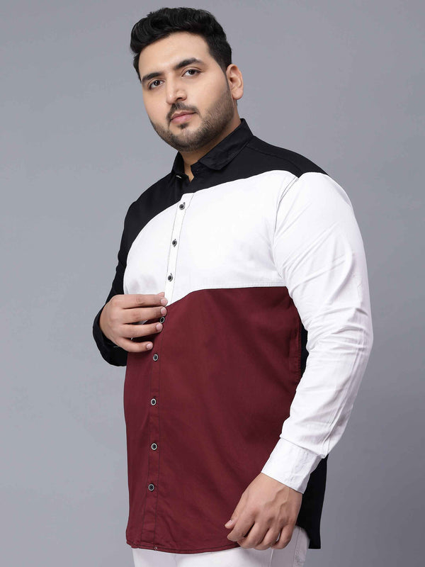 Black White Maroon Three Color Shirt in -