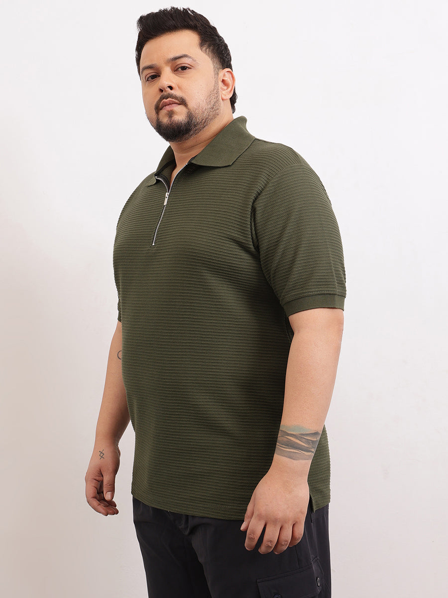 Interlock Zipper Knitted Polo T-shirt