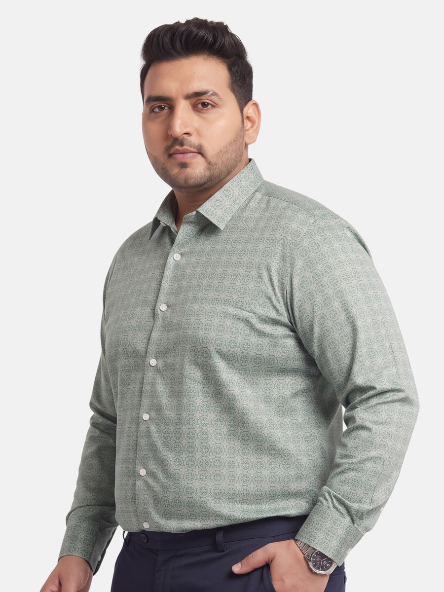 Satin Geometric Print Plus Size Shirt