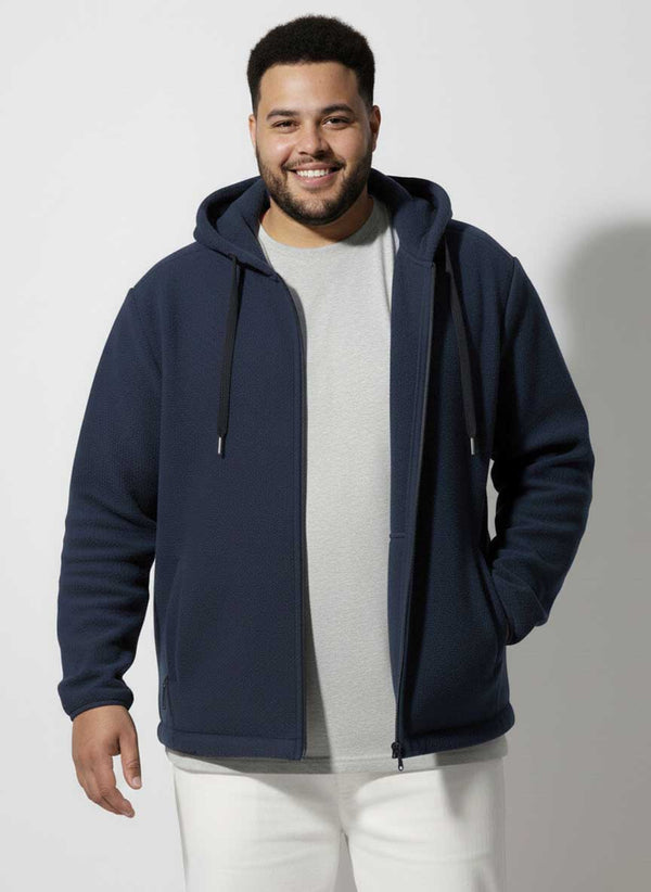 Polar Fleece Heavy Weight Zipper hoodie in Navy Blue