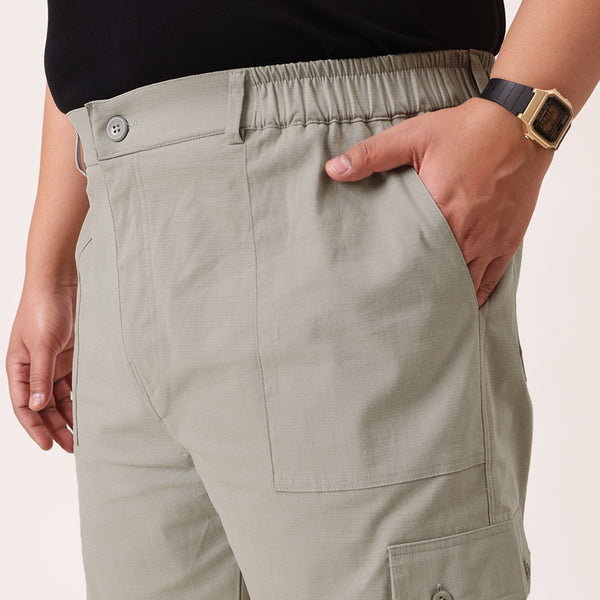 Ribstop Textured 6 Pocket Cargo in Light Grey