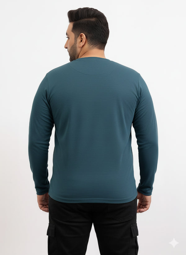 Moon Crush Textured Full Sleeve Tee in denim blue