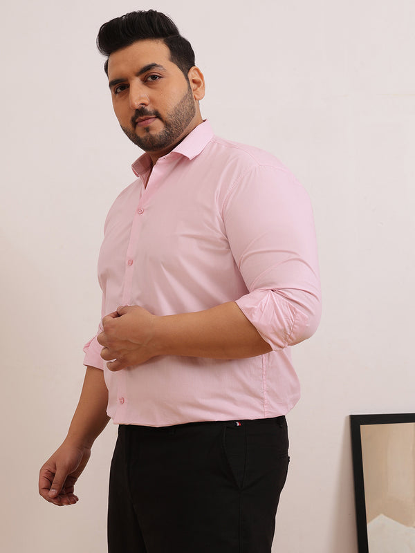 Solid Cotton Shirt in Pink