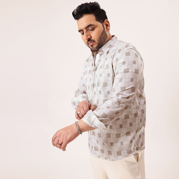 White Grey Printed Shirt in -