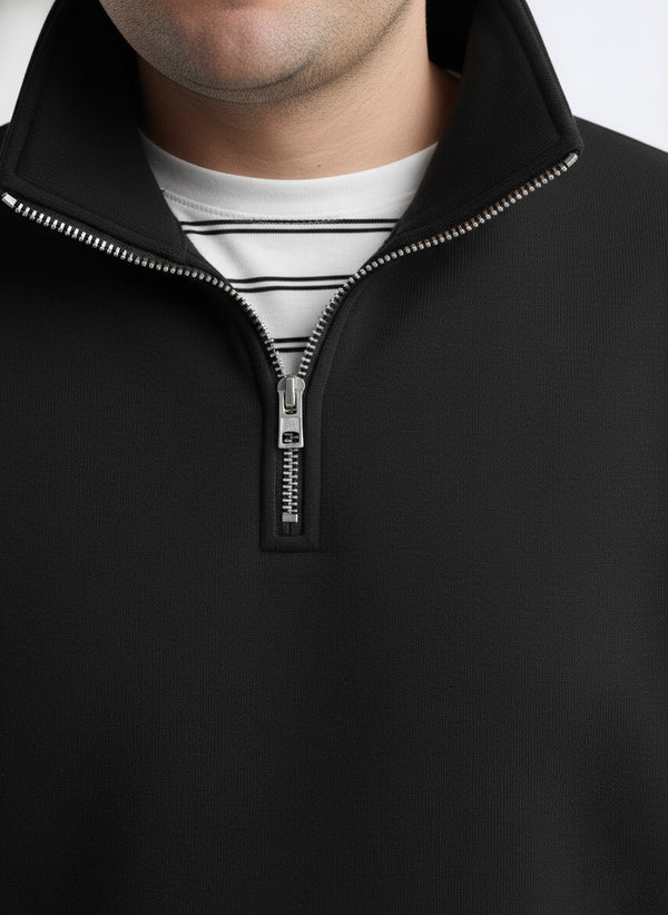 Premium Quarter-Zip Sweatshirt in Black