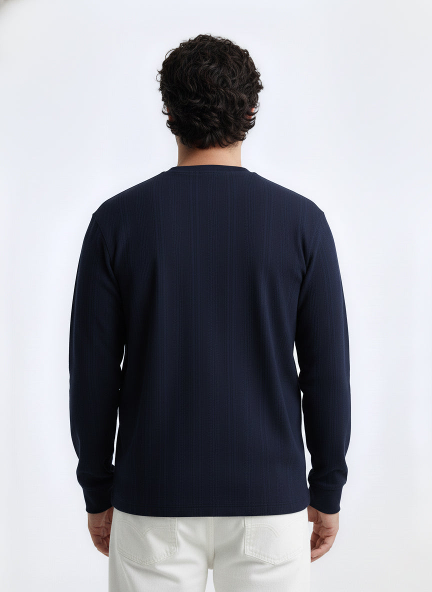 Textured Jacquard Full Sleeve Plus size T-shirt