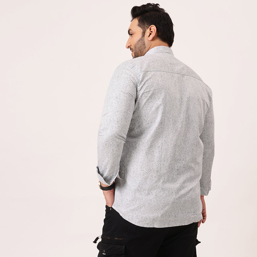 Light Grey Printed Plus Size Shirt