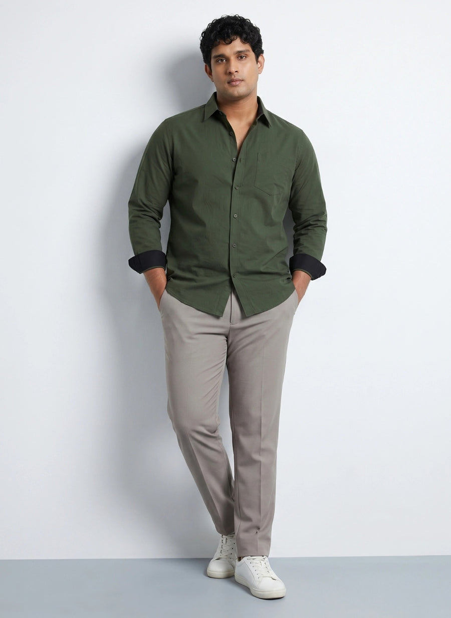 Contrast Collar Plus Size Men Shirt