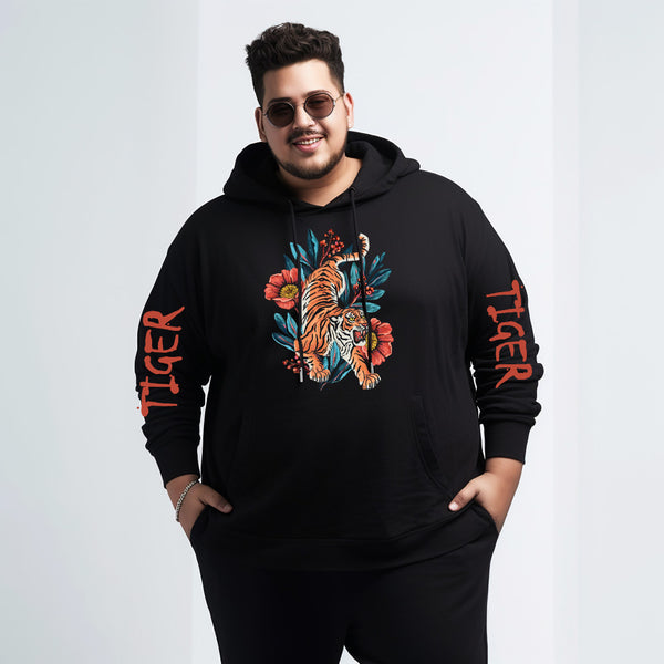 Roaring Tiger Unisex Hoodie in Black