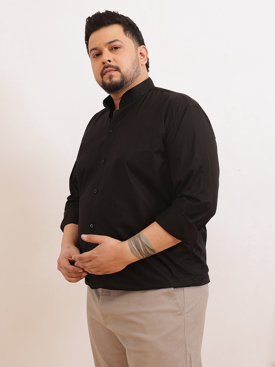 Madarian Collar Plus Size Shirt