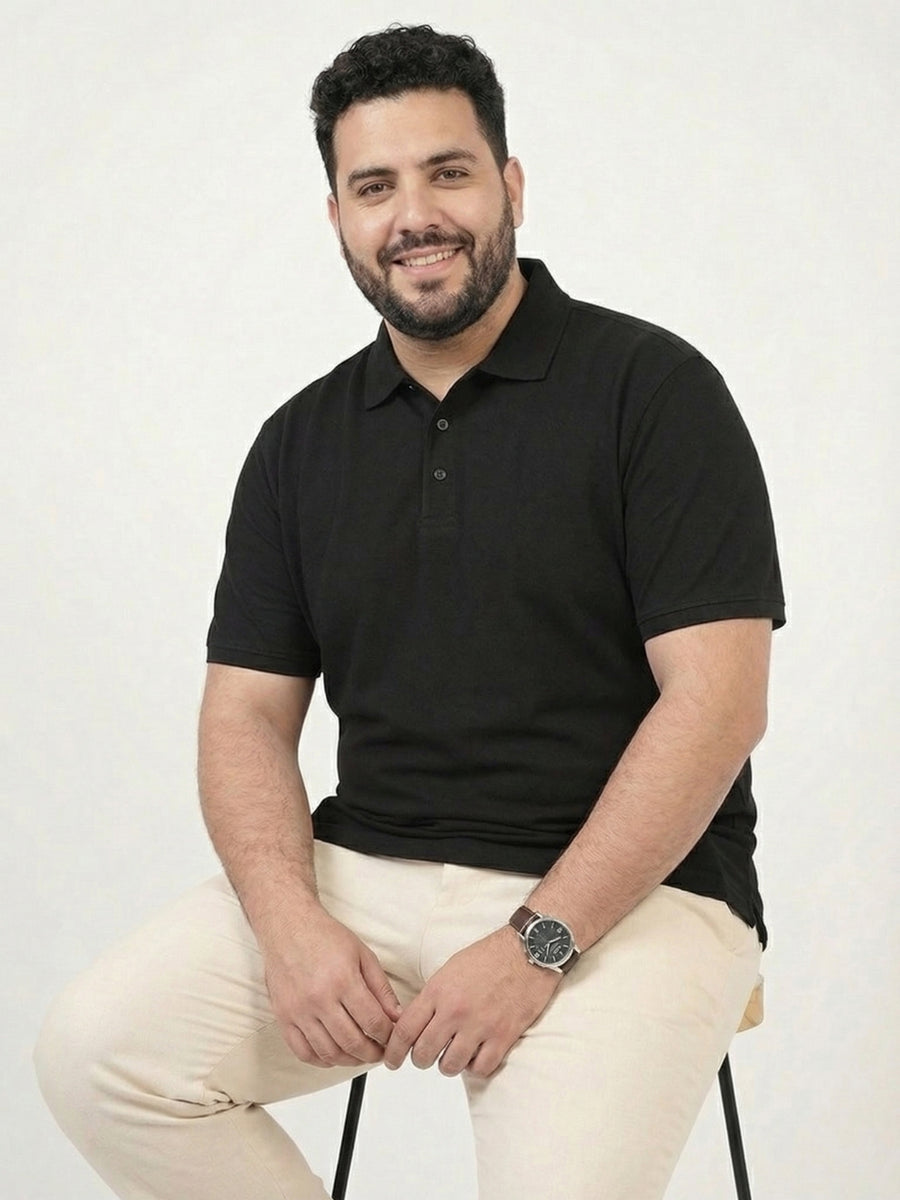 Premium Solid Cotton Plus Size Men Polo T-shirt