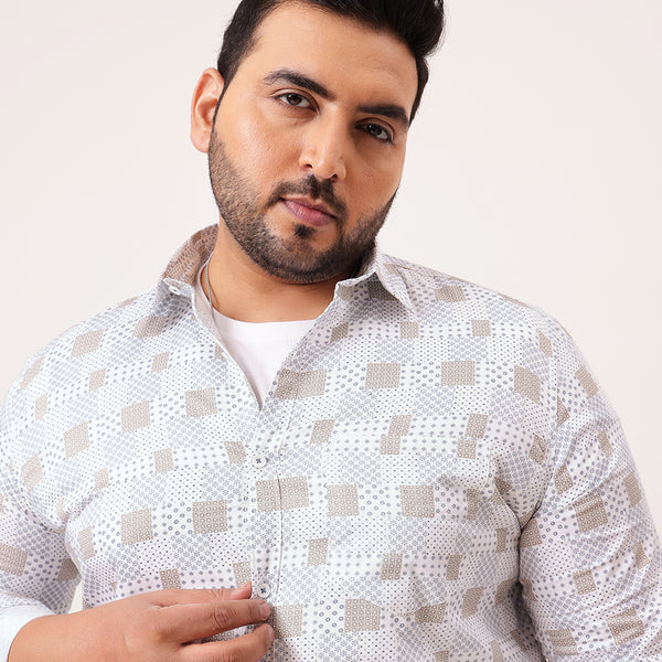 White Blue Printed Shirt in -