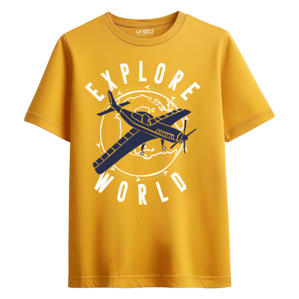 Explore the World T-shirt in Mustard Yellow