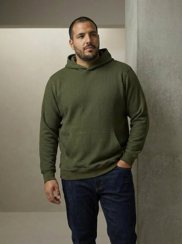 Premium Interlock Textured Hoodie in olive green