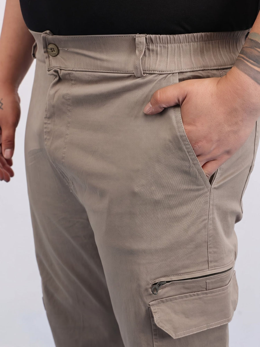 6 Pocket Zipper Cotton Stretch Plus Size Cargo